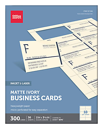 Office Depot Brand Matte Business Cards 2 x 3 12 Ivory Pack Of 300 ...