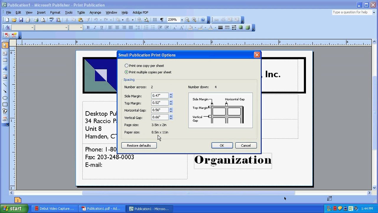 printing business cards publisher