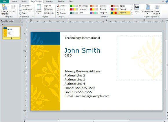 printing business cards publisher