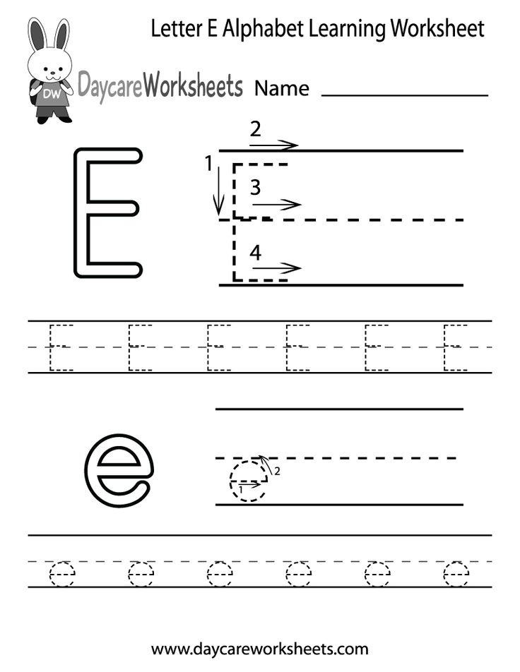 Free Letter E Alphabet Learning Worksheet for Preschool