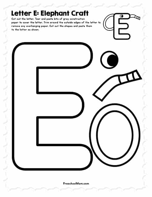 Letter E Preschool Printables - Preschool Mom
