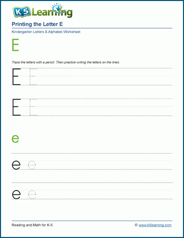 Printing the Letter E e | Worsheets library