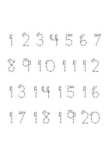 Printing Practice: Numbers 1-20 Worksheet for Pre-K - 1st Grade ...