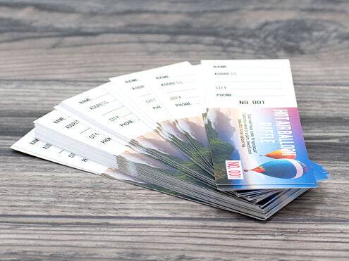 printing of raffle tickets cost