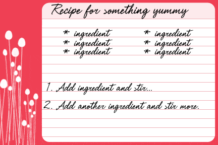 printing recipe cards word