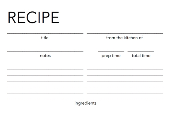 printing recipe cards word