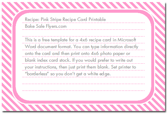 printing recipe cards word
