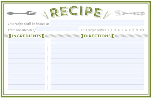 printing recipe cards word