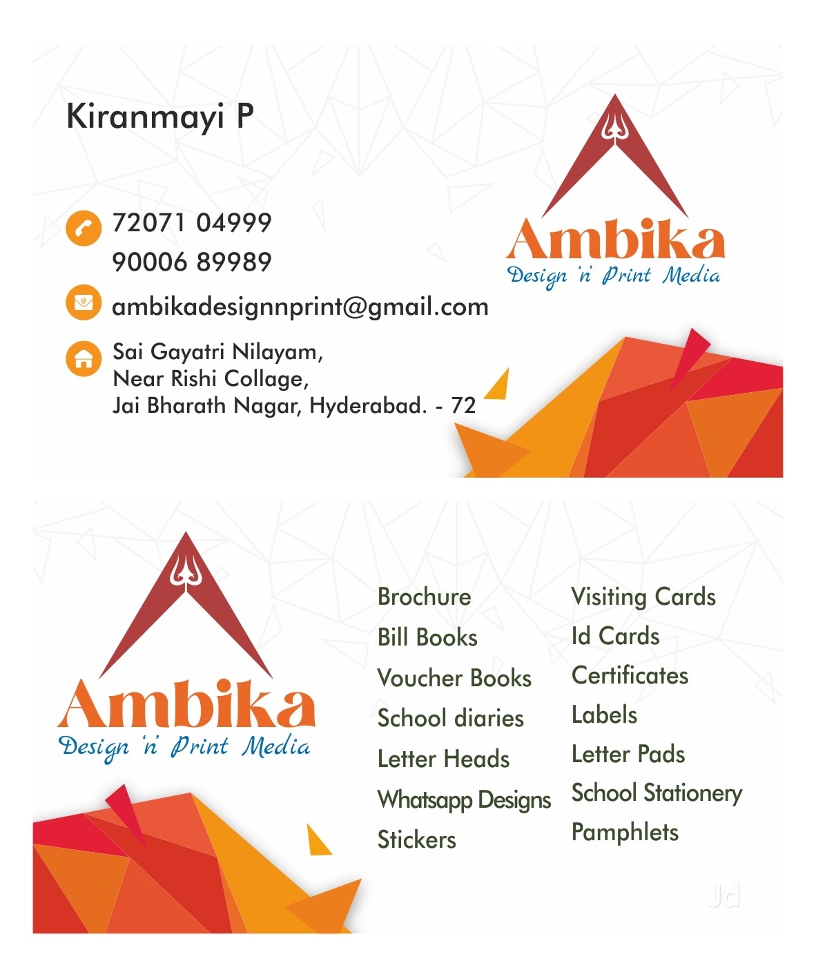printing visiting cards hyderabad