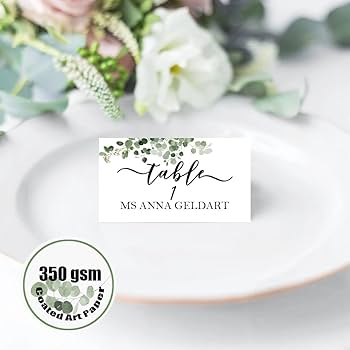 Eucalyptus Place Cards with Pen for Weddings or Dinner Parties ...