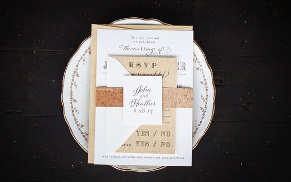 Vineyard Cork Wedding Invitation With Beige Natural Kraft Colors ...
