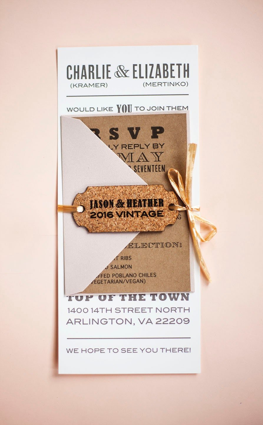 Vintage Fonts Long Letterpress Wedding Invitation, Grey, Cream ...