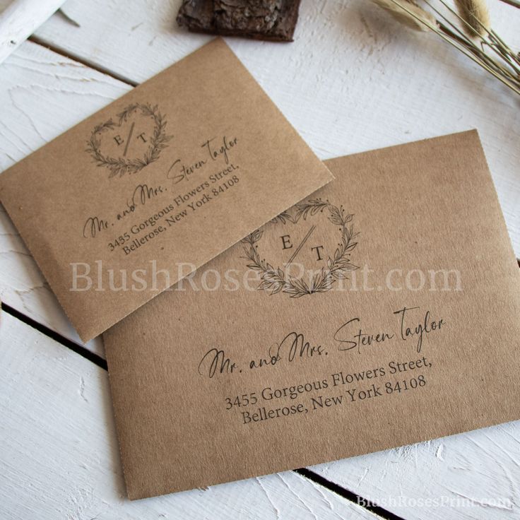 A7 Printed Envelopes Kraft Paper Printed Wedding Envelopes  