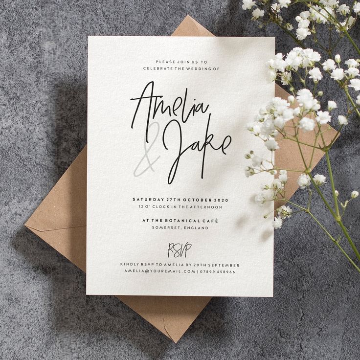 Simple Wedding Invitation With Envelopes, Wedding Invites, Script ...