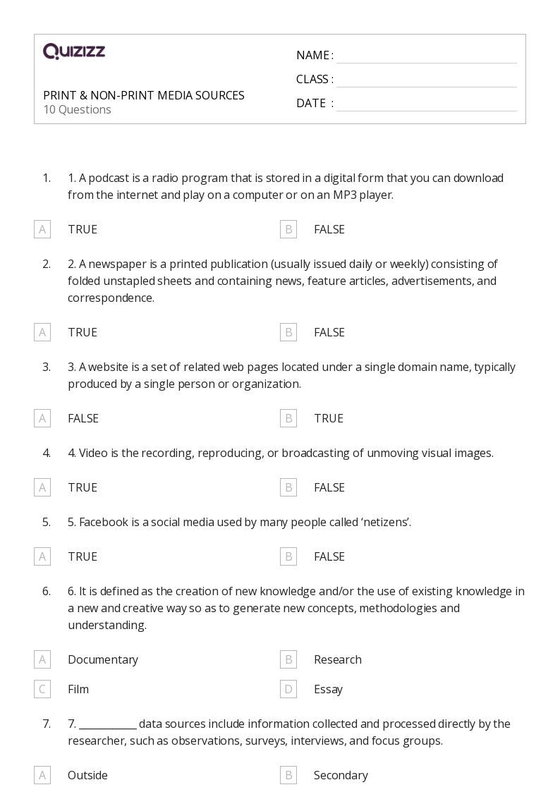 50+ Concepts of Print worksheets for 7th Grade on Quizizz | Free ...