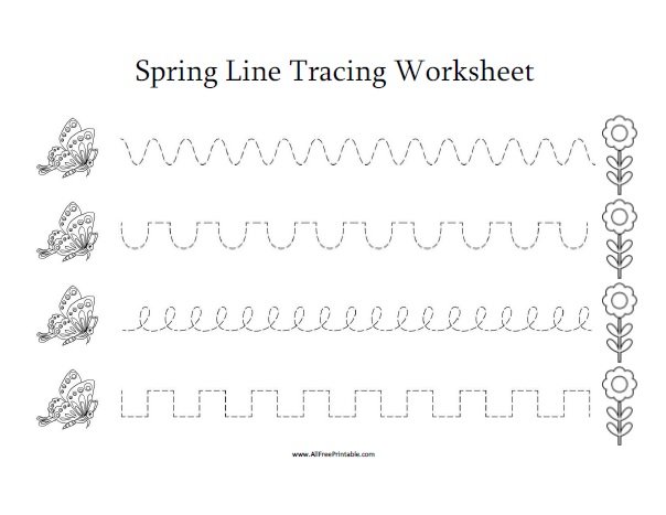 Spring Line Tracing Worksheet - Free Printable