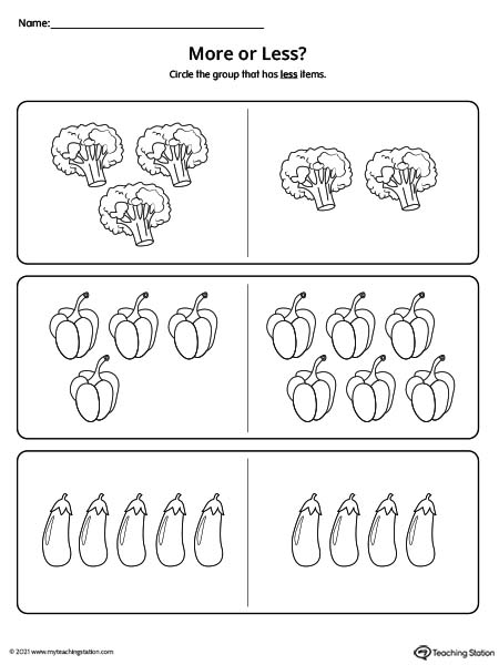 Less or More Printable Worksheet | MyTeachingStation.com