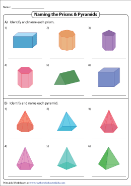 Identifying and Labeling 3D Shapes Worksheets