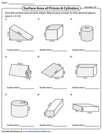 prisms and cylinders worksheet