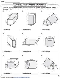 prisms and cylinders worksheet
