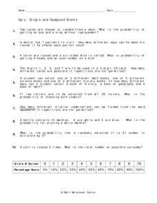 Single and Compound Events Worksheet for 8th Grade | Lesson Planet