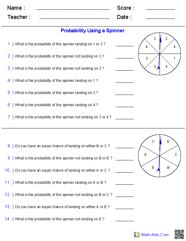 probability math worksheet