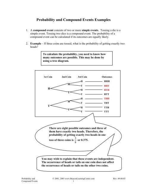 Probability and Compound Events Examples - Beacon Learning ...