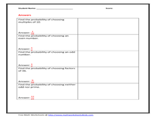 probability of numbers worksheet answers