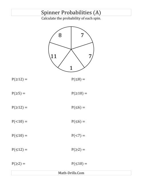 5 Section Spinner Probabilities (A)