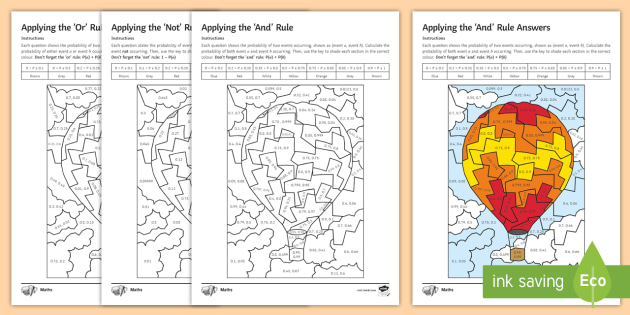probability of numbers worksheet