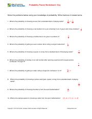 SheetB answers - Probability Theory Worksheet 2 Key Solve the ...