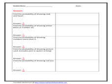 probability with a deck of cards worksheet