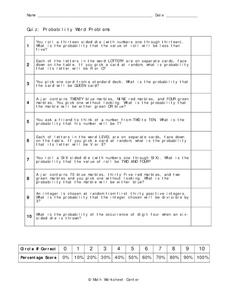 probability word problems worksheet 1