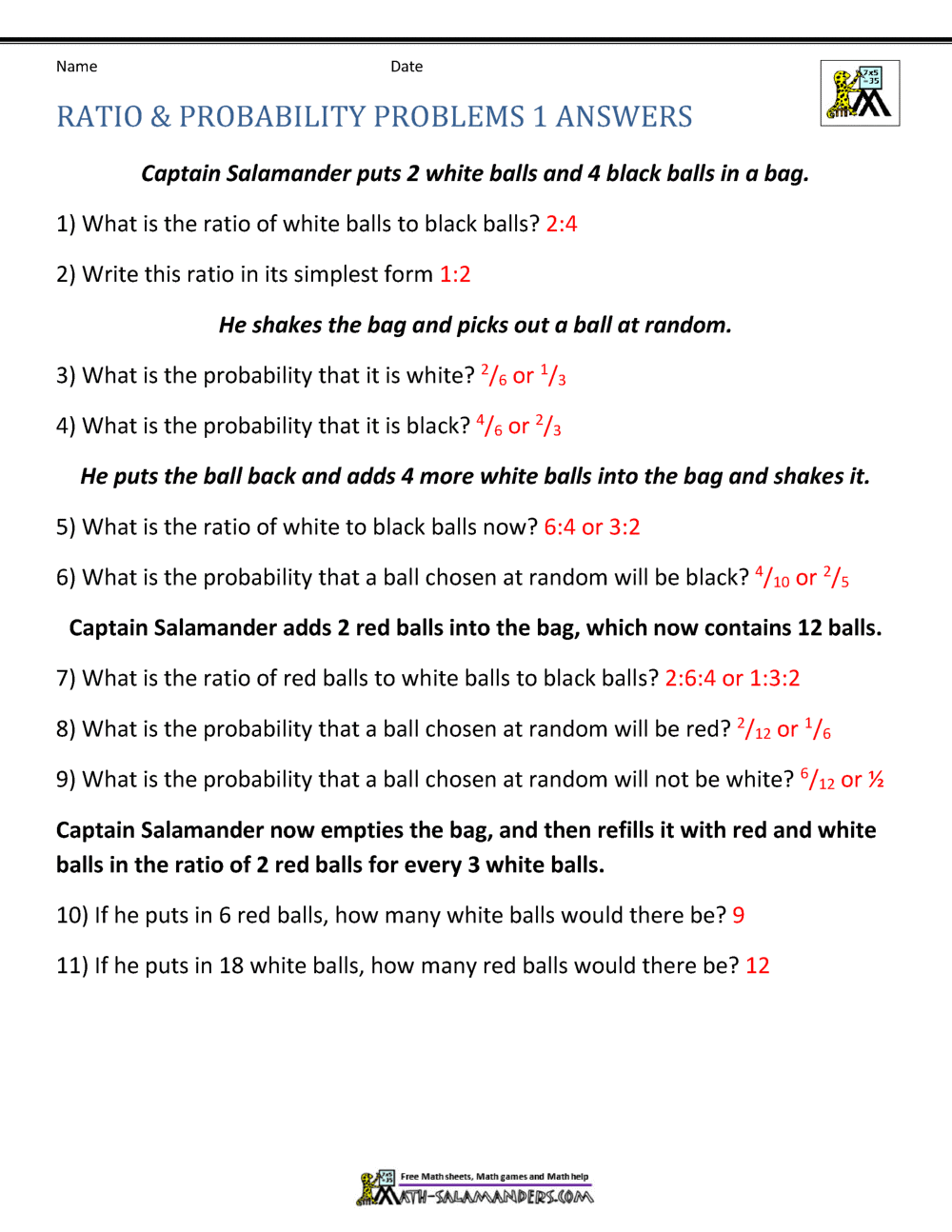 probability word problems worksheet 1