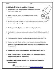 probability word problems worksheet