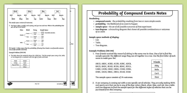 probability worksheet 3 compound events