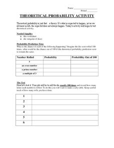 Theoretical Probability Activity Worksheet for 6th - 8th Grade ...