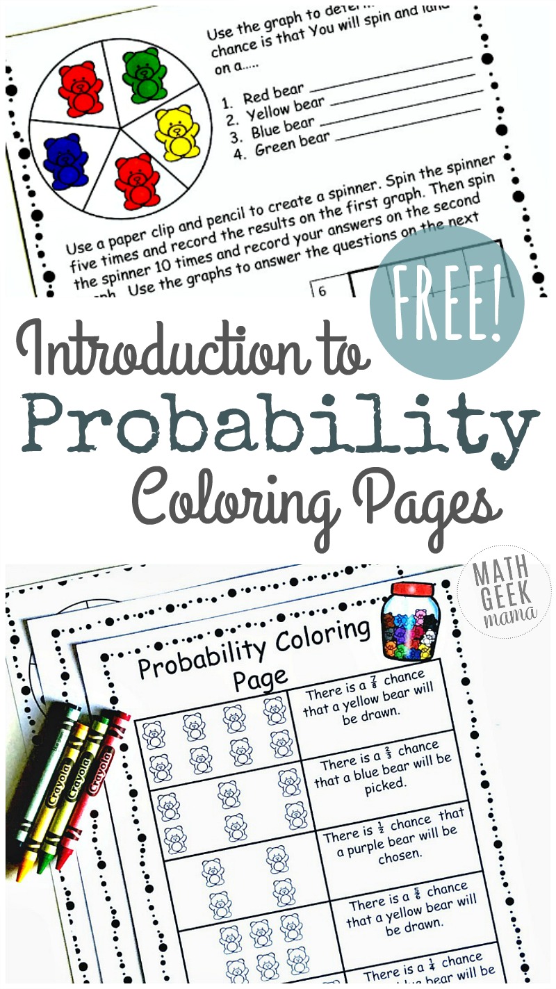 Simple Coloring Probability Worksheets for Grades 4-6 {FREE}