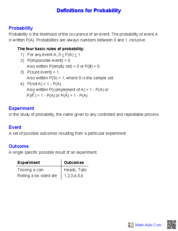 Probability Worksheets | Dynamically Created Probability Worksheets