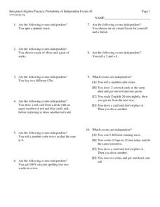 Integrated Algebra Practice: Probability of Independent Events #1 ...