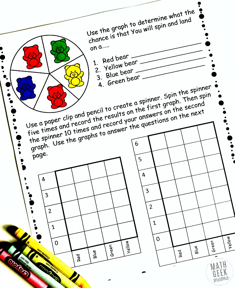 Simple Coloring Probability Worksheets for Grades 4-6 {FREE}