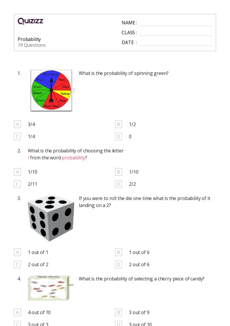 50+ Probability worksheets on Quizizz | Free & Printable - Worksheets ...