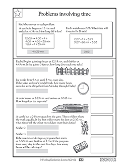 Problems involving time | 4th grade Math Worksheet | GreatSchools ...