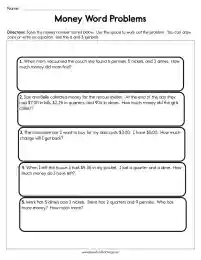 Solving Money Word Problems Worksheet by Teach Simple