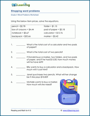 problems worksheet