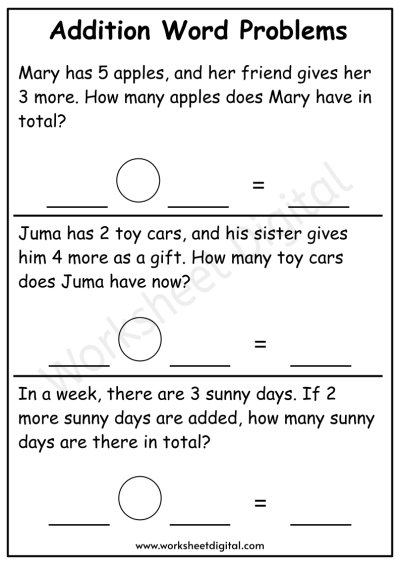Word problems - Worksheet Digital