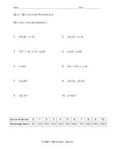 Multiplying Polynomials Worksheet for 9th Grade | Lesson Planet
