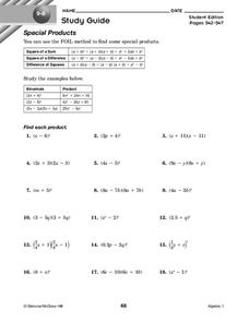 products of polynomials worksheet