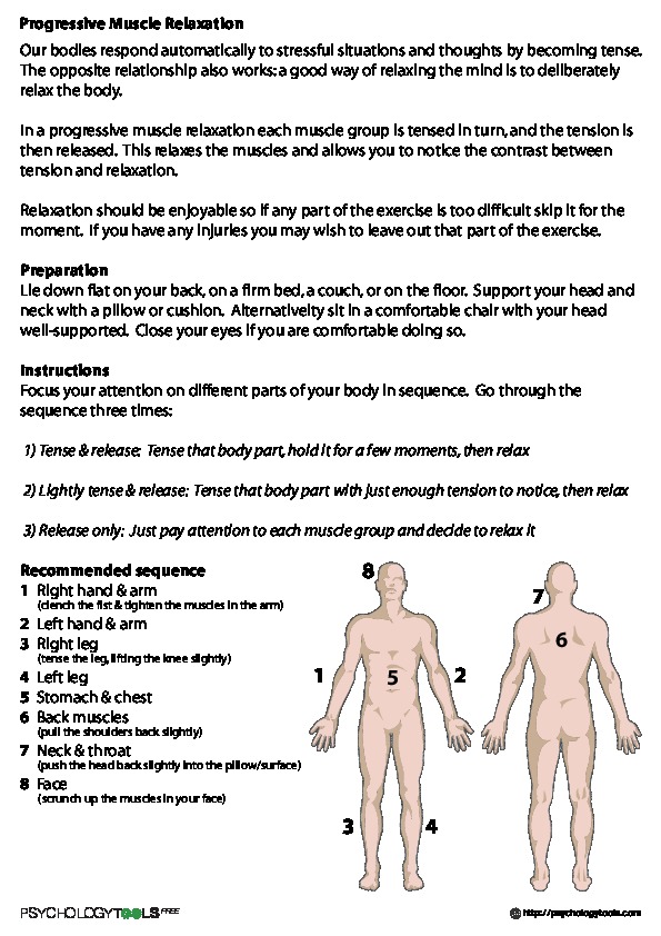 Progressive Muscle Relaxation PMR Worksheet for Kids, Calm Down ...