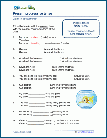 progressive verb tense worksheet